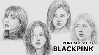 Drawing BLACKPINK ️ 블랙핑크 ️ Portrait study | kaorumap