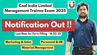 Detailed Notification Out - 2025 Exam - CIL MT HR, Marketing, Material Management