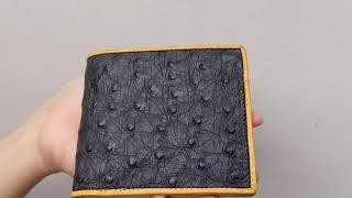 Genuine Black Ostrich Skin Leather Wallets