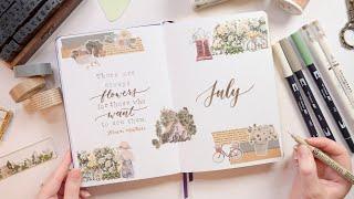 July 2024 Bullet Journal Cottagecore Theme Plan With Me | Mystery Journal