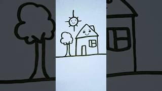 How to draw house  easy drawing #drawing #howtodraw #kidslearning