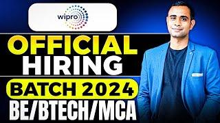 Wipro Official Hiring Announced | Wipro 2024 Biggest | BE/BTECH/MCA