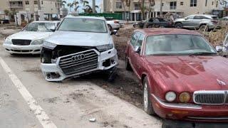 Aftermath of hurricane Ian on Gulf Shore Drive in North Naples Florida