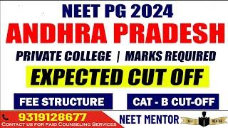 NEET PG 2024  Andhra Pradesh Private college Expected Cut and Marks required for Cat B quota Fee