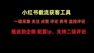 小红书引流截流获客工具，一键采集关注、点赞和评论，智能养号，实时监控评论并推送至企业微信，支持IP配置与二级评论功能，助您高效获客与精准营销，轻松提升品牌影响力，打造优质用户关系