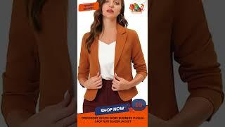 Open Front Office Work Business Casual Crop Suit Blazer Jacket - A2Z Store