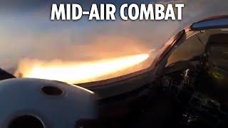 Moment Ukrainian pilot destroys drone with missile captured by helmet cam