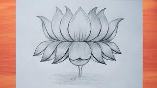 How to draw beautiful lotus flower with pencil || Muskan drawing and art ||