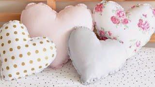  diy/pretty Rose print (heart shape cushion/pillow cover. 5min  sewing project /home decore ideas