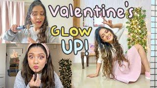 my valentine's glow up makeup & hair transformation | Meghna Verghese