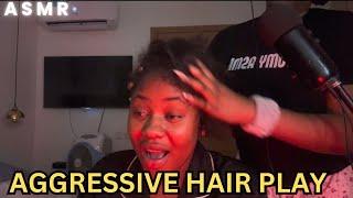 ASMR:Fast to Slow Aggressive Head Massage on Relaxed 4C Hair| Extreme Hair Oiling,Moussing,Brushing