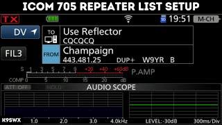 Icom IC-705 Repeater list setup