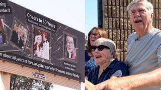 NJ couple surprised with 50th wedding anniversary billboard on I-95