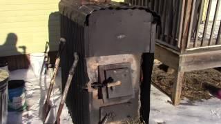 My Home Built Outside Wood Burner Hot Air Furnace