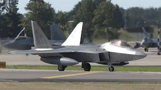 F22 Raptors launch for Middle East and other fighter jets get busy for the day  