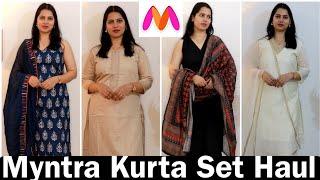 Myntra Kurta set haul | Modest cotton Kurta sets from Myntra 2024 | Myntra try on haul #myntrahaul