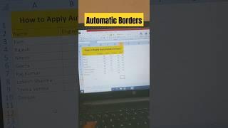 How to Apply Auto Border in Excel #shorts #border #autoborder