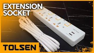 TOLSEN Extension Socket 3-way Universal with Independent Switch & Light