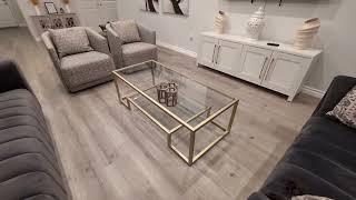 NAFORT Tempered Glass Coffee Table, 45 Inch Gold Rectangular Modern Center Table Review