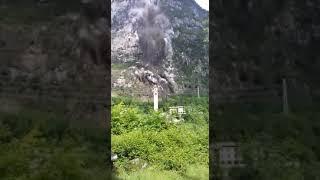 Felssturz Splügenpass an der Ss36 bei San Giacomo Lombardei Italien