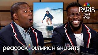 Colin Jost Joins Olympians Surfing in Tahiti | Olympic Highlights With Kevin Hart & Kenan Thompson