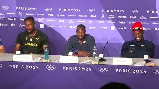 Noah Lyles Gold Medal 100m Press Conference - With Kishane Thompson and Fred Kerley