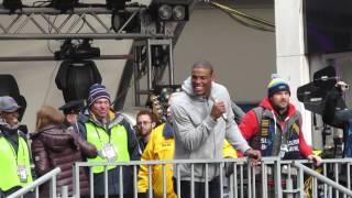 Cam Newton on Super Bowl Blvd in New York City