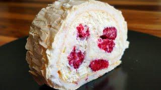 MERINGUE ROULADE WITH RASPBERRY