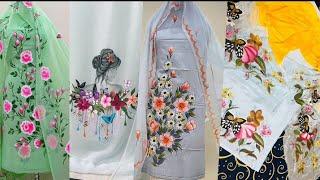 Latest hand painted punjabi suit designs/Hand painted suit designs/Fabric Painting on cloth