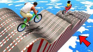 SHINCHAN AND FRANKLIN TRIED THE MULTI BUMPY ROADS PARKOUR CHALLENGE BY BICYCLE IN GTA 5