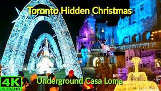 【4K】CASA LOMA WINTER WONDERLAND | CHRISTMAS AT THE CASTLE | HOLIDAY LIGHTS TORONTO (DEC FULL TOUR)