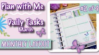  Plan With Me | March Daily Tasks pages | Monthly Layout using Book Babe Stickers 