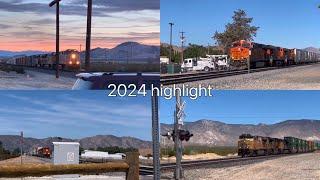 Long UP and BNSF trains going through train crossings in Mojave and Tehachapi (2024 highlight)