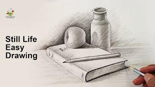 Still Life Quick Drawing Easy Step Step with Pencil Shading stroke