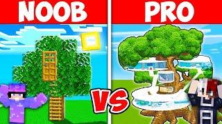 Minecraft NOOB vs PRO: GIANT TREE HOUSE BUILD CHALLENGE 