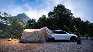 Camping in a Tesla Model Y -  Climate on ALL Night!