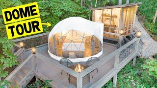 LUXURY GLAMPING DOME! Tiny 100sqft Geodesic Dome Airbnb! (Full Tour)