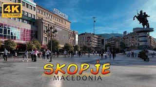 SKOPJE, Macedonia (2024)  WALKING TOUR 【4K】СКОПЈЕ, Македонија  *Travel Guide & City View* 