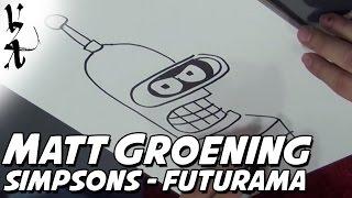 Matt Groening drawing Simpsons and Futurama