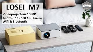 LOSEI M7 1080P Video Projector Support 4K - Android 11 - Wifi & BT & Miracast - 500 ANSI - Unboxing