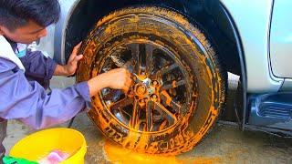 Remove dust in dirty brakes - High pressure washing, clean every detail of Toyota Fortuner