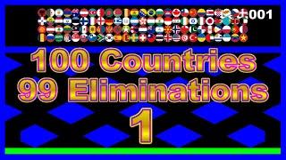 100 countries & 99 times elimination1 -marble race in Algodoo- | Marble Factory 100