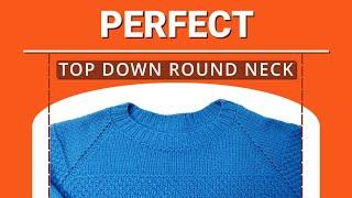 How to knit perfect round neck line on top down jumper with short rows. Knitting tutorial.