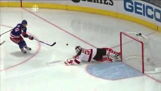 Martin Brodeur makes a spectacular save with his skate. 5/16/12