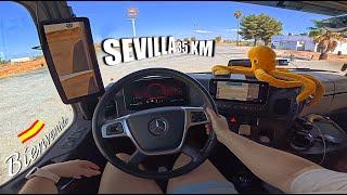 POV Actros Truck Driving  /// Last 35 km to Sevilla /// 38℃ 