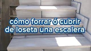 cómo instalar loseta cerámica en escalera de cemento #escaleras #albañilería #construction #cemento