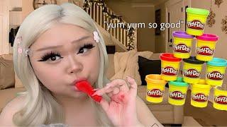 ASMR dumb b̶t̶c̶h̶ girl babysits you!  (eats ur playdoh) *FAKE* (realistic)