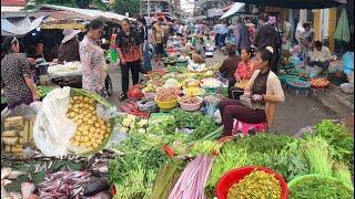 Cambodian Market Food Tour @Phsar touch - plenty of Vegetables, Fish, snail, Khmer Cake & More