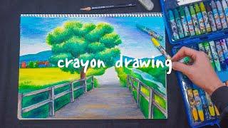 가을 풍경 그리기 시골 풍경 그림 / Drawing autumn scenery with crayon