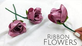 DIY satin ribbon roses/how to make beautifull rosebud with satin ribbon easily